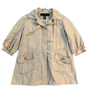 Apostrophe Women’s Smock Coat Jacket Lightweight Bubble Sleeves Size Medium Tan
